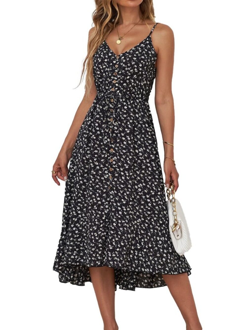 Women's 2026 Summer Casual Boho Sundress Spaghetti Strap Midi Dress